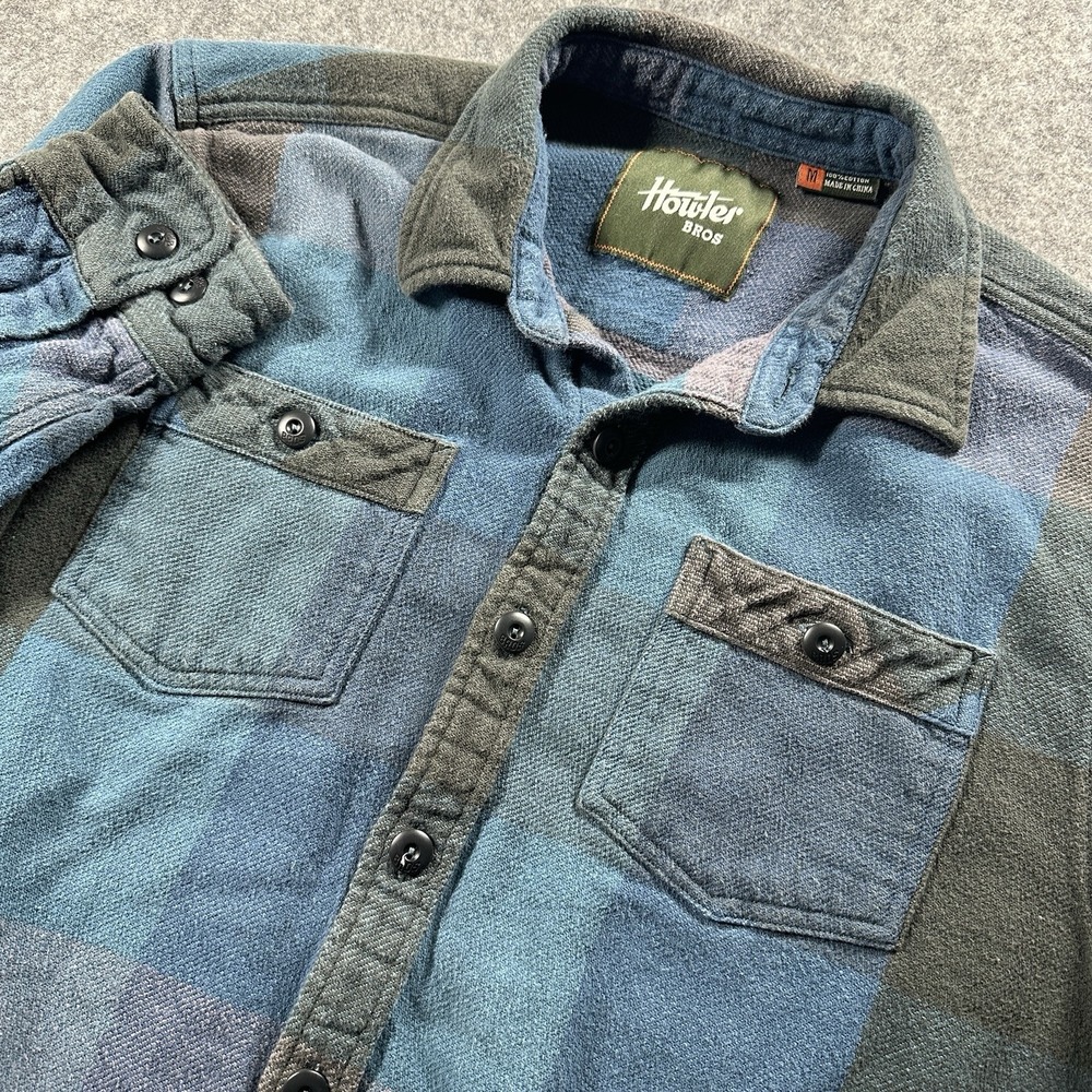 Howler Shirt Mens M Plaid Flannel Heavyweight Hipster Cowboy Bleach‎ Spots
